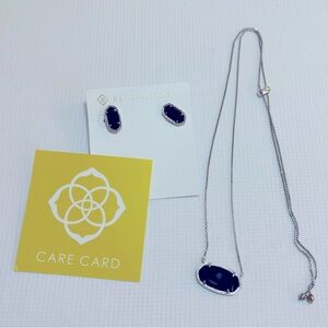 Kendra Scott Silver Elisa Large Necklace and Earring Set in Black.